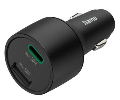 Ładowarka i akumulator HAMA ŁADOWARKA SAMOCHODOWA 32W, PD/QC 1X USB-C, 1X USB-A, CZARNA